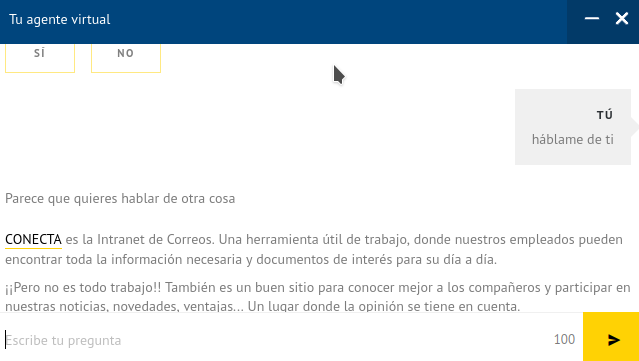 Intranet de Correos como sugerencia del bot